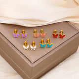 Golden Stainless Steel Butterfly Stud Earrings - 120