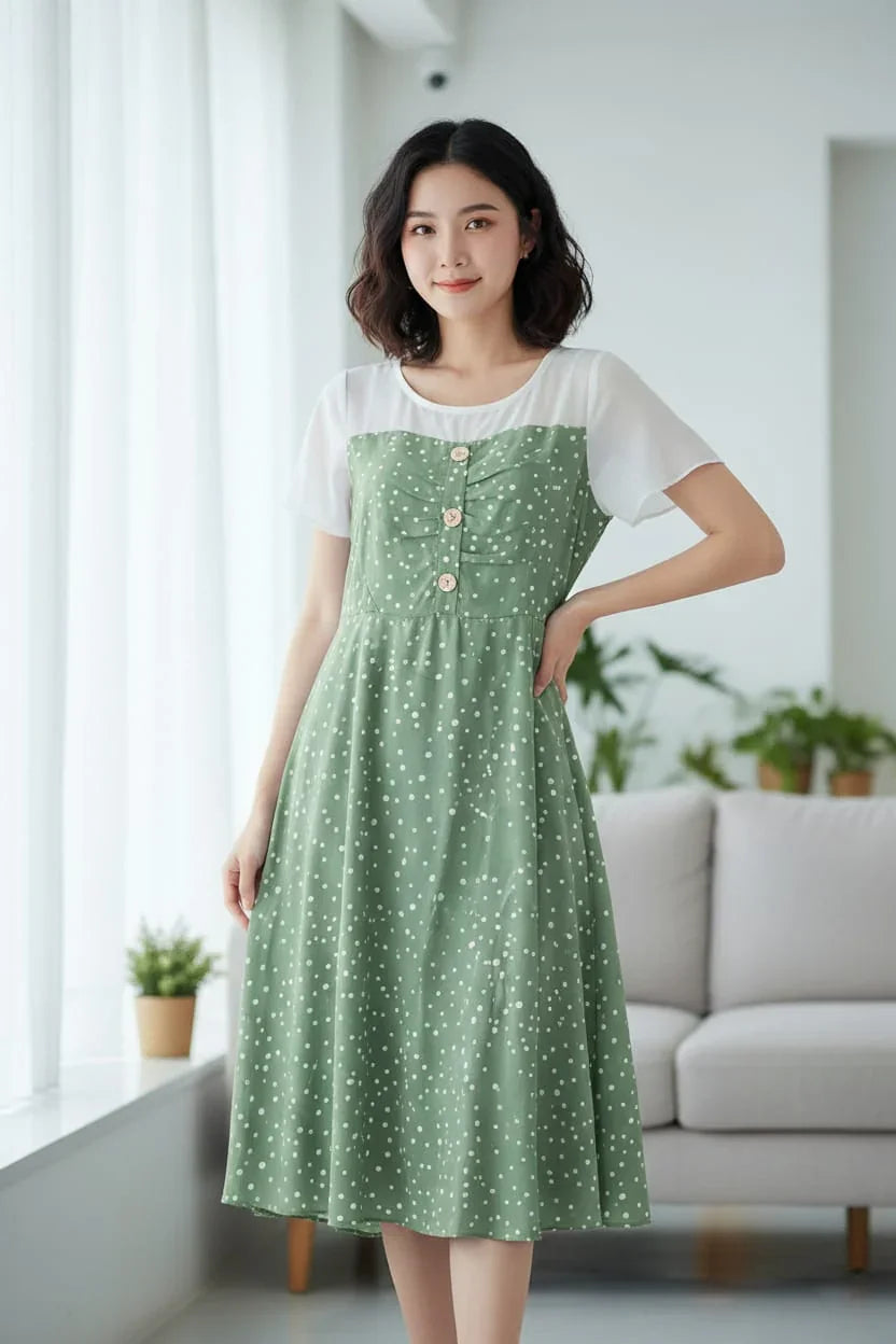 Women's Korean Style Polka Dot Casual Dress