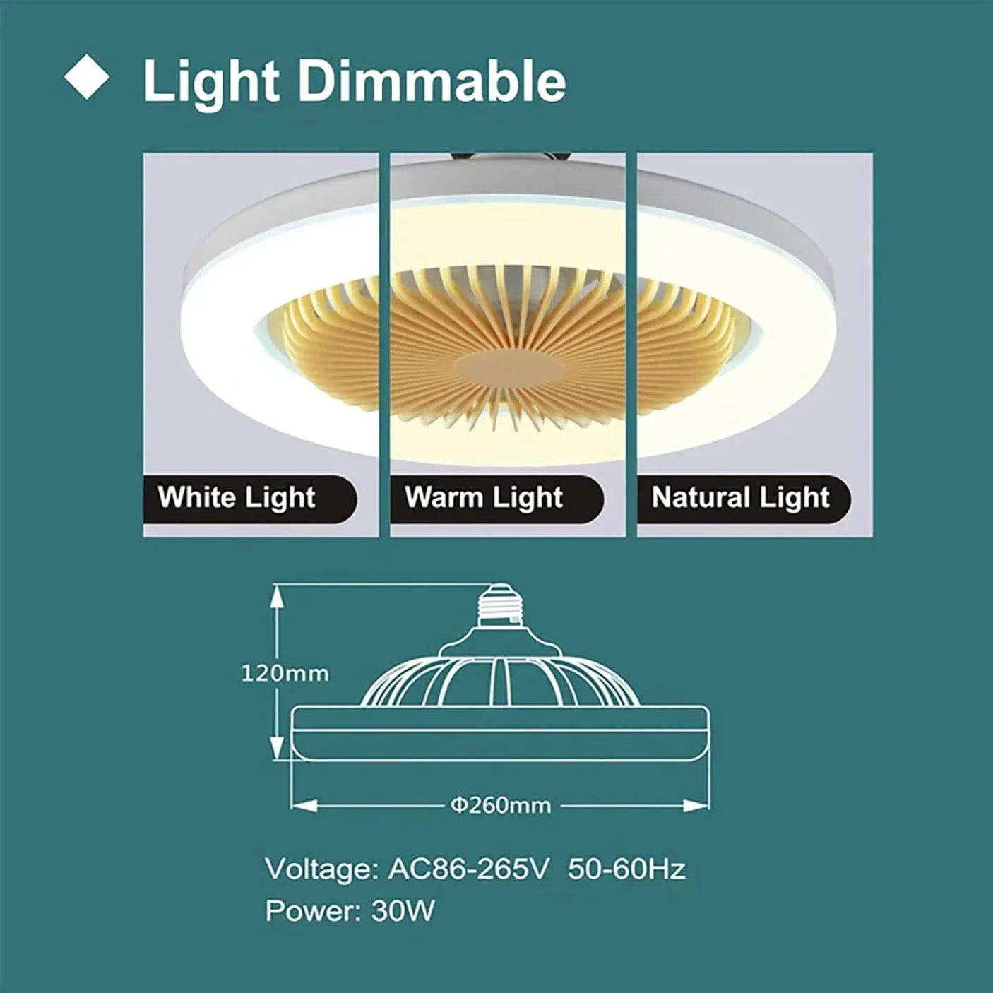 Multifunction Modern Ceiling Fan With LED Lamp