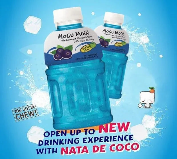 Mogu Mogu Blackcurrant Flavored Drink With Nata De Coco - 320ml