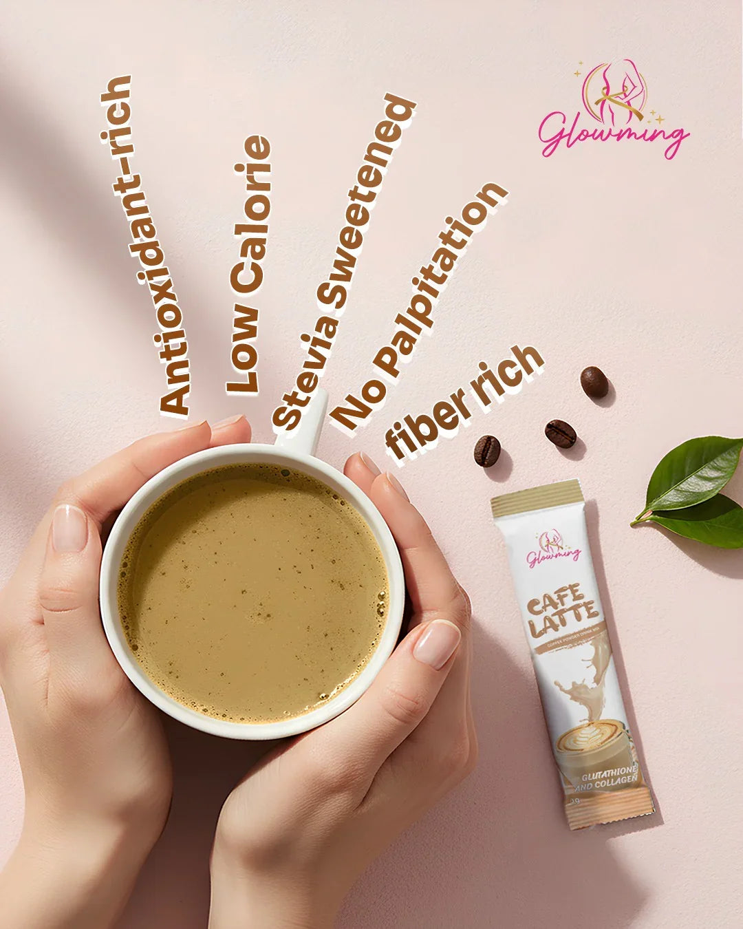 Glowming Cafe Latte Coffee Powder Drink Mix - 10 Sachets x 20g