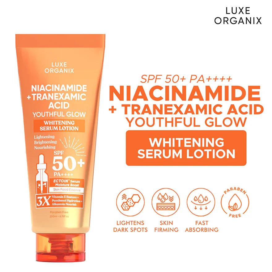 Luxe Organix Niacinamide + Tranexamic Acid Youthful Glow Serum Lotion - 200ml