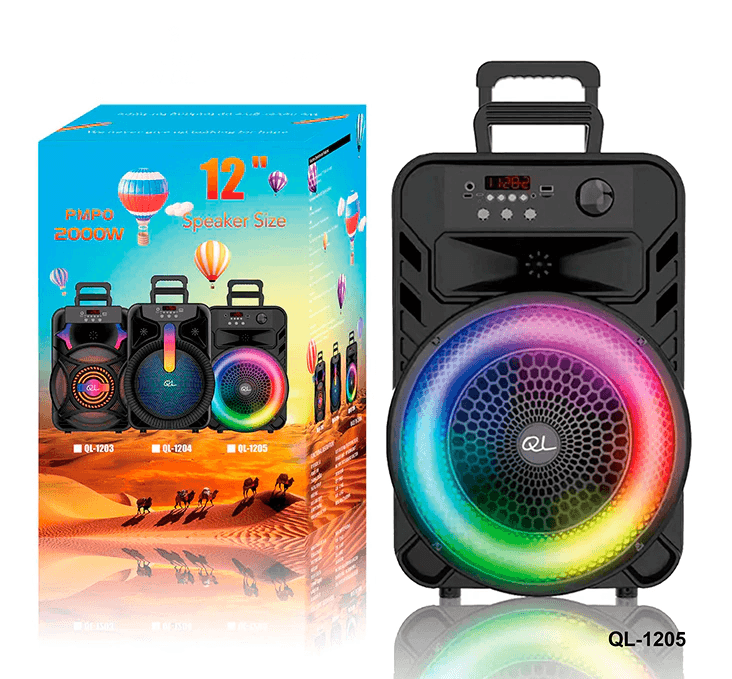 QL 2000W Stereo Wireless Portable Speaker 12" With Mic QL-1205