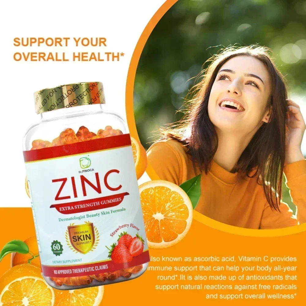 Dr. Pinoca Zinc Extra Strength Gummies Strawberry Flavour - 60 Gummies