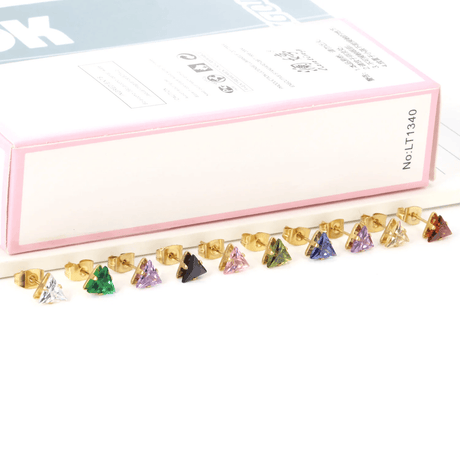 Golden Stainless Steel Stud Earings - 100