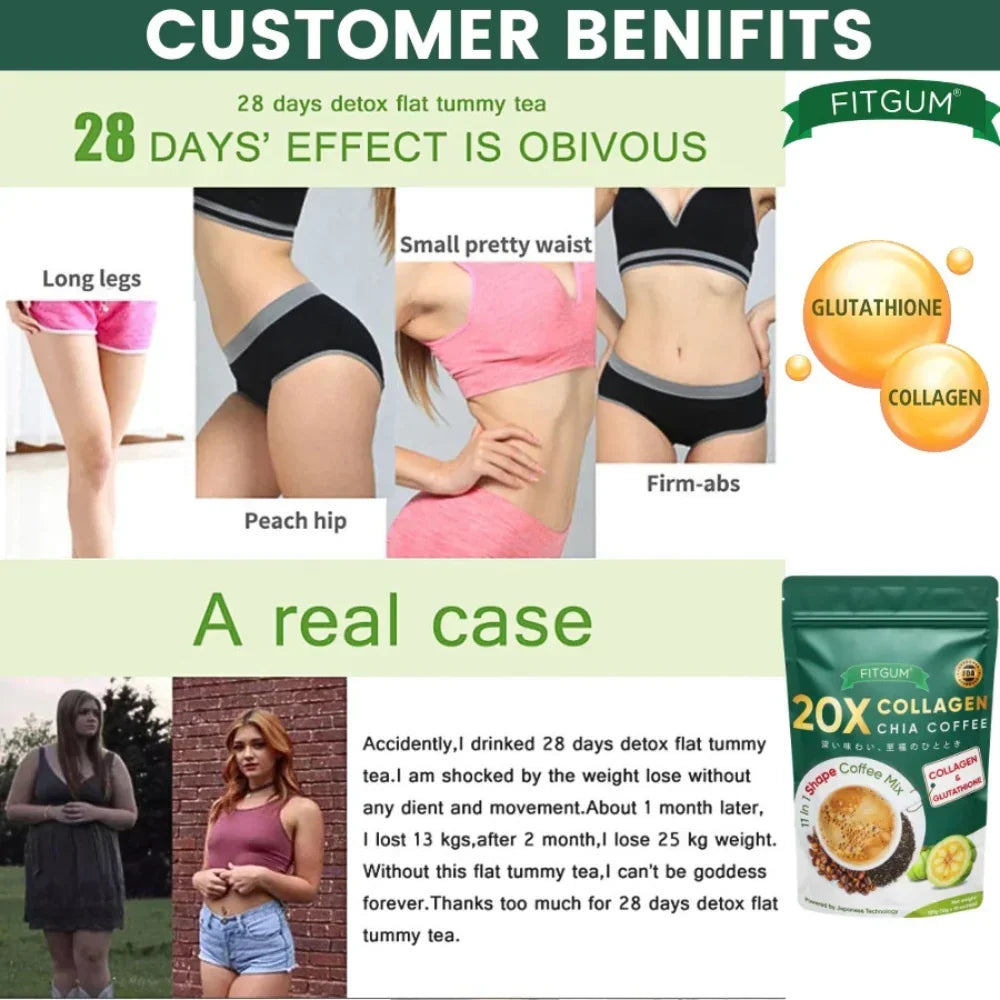Fitgum Collagen Chia Coffee Mix - 12g x 10 Sachets