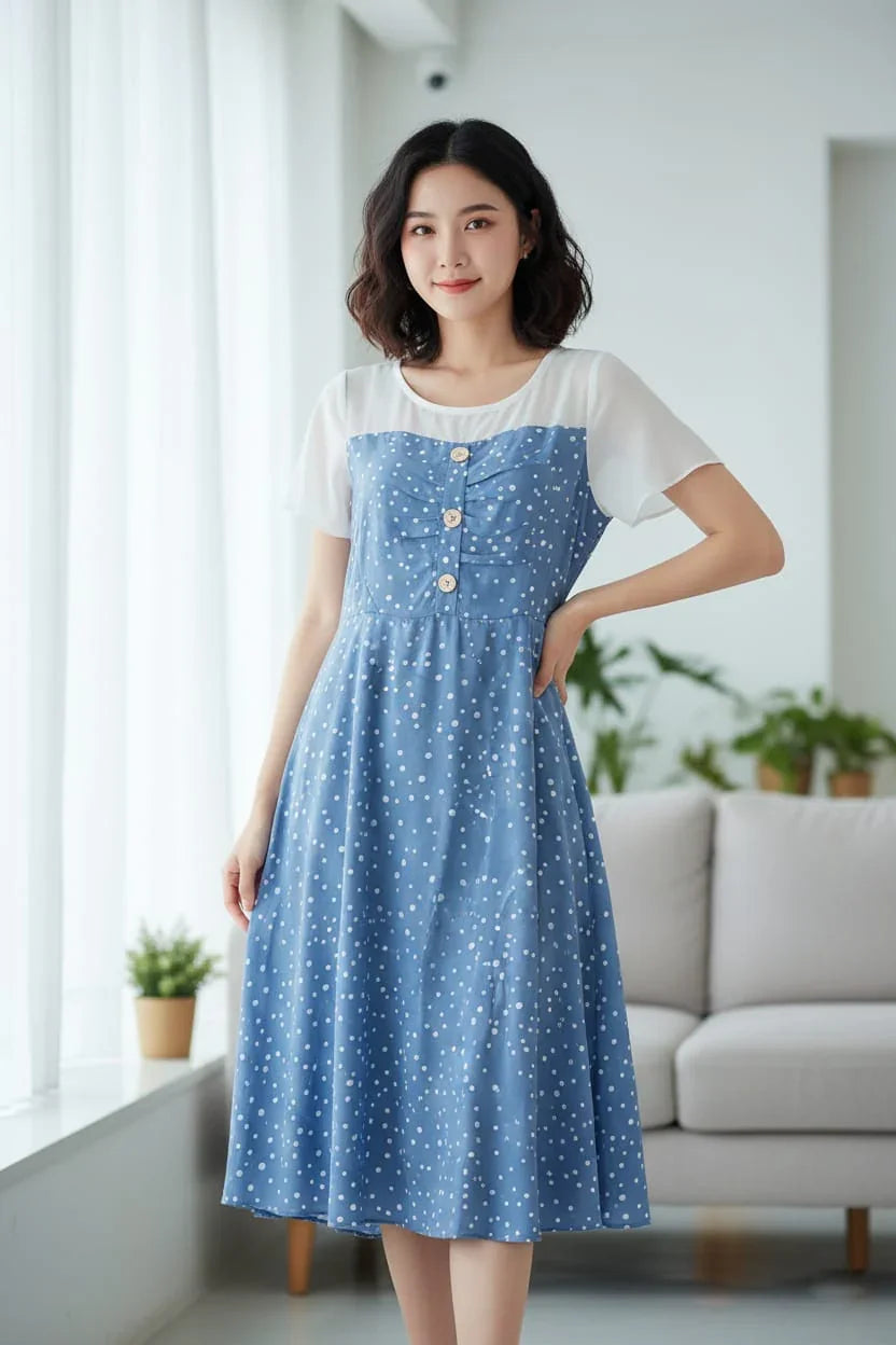 Women's Korean Style Polka Dot Casual Dress