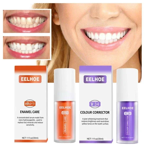 مصحح الألوان EELHOE V34 مصحح اللون + طقم العناية بالمينا NH pro Enamel Care - 30 مل × 2 قطعة