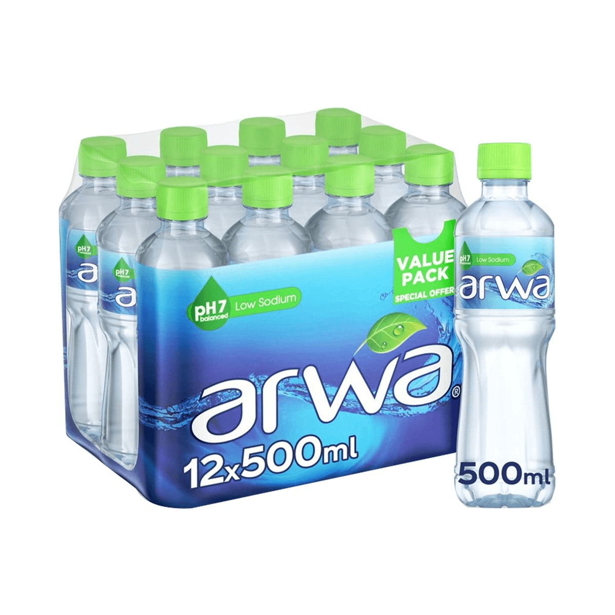 Arwa Drinking Water Low Sodium PH7 Balanced 12 x 500ml