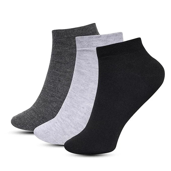 Soft Solid Ankle Socks - 3 Pairs