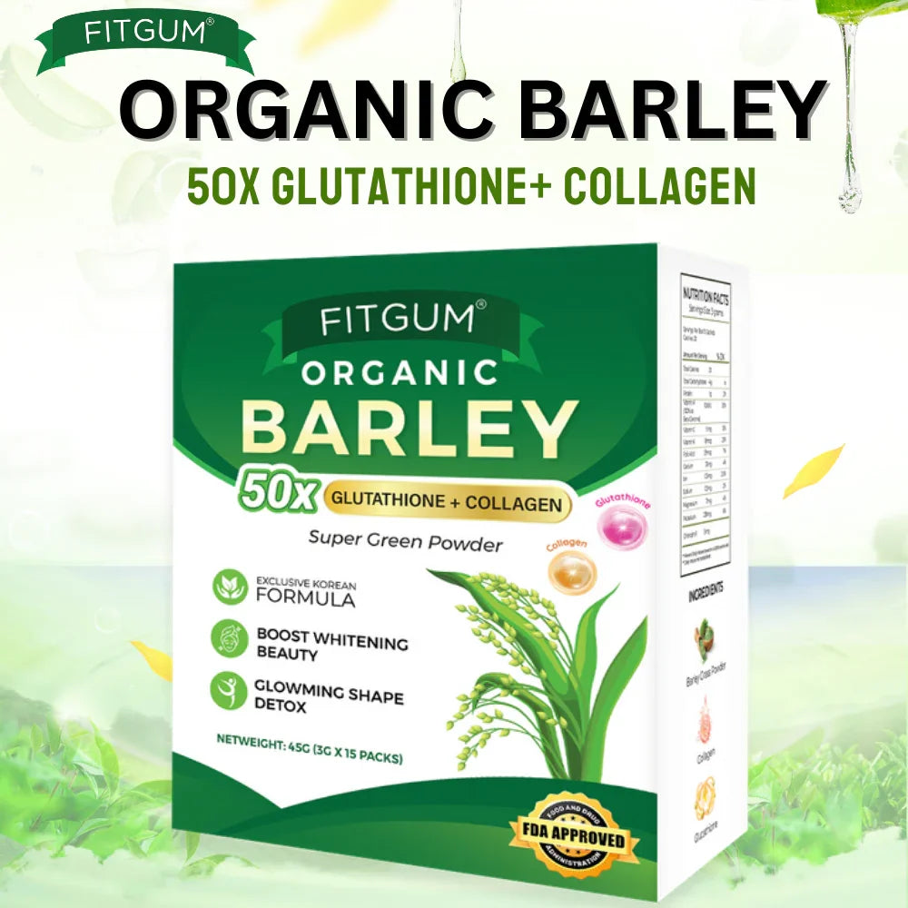 Fitgum Organic Barley Super Green Powder - 3g × 15 Packs