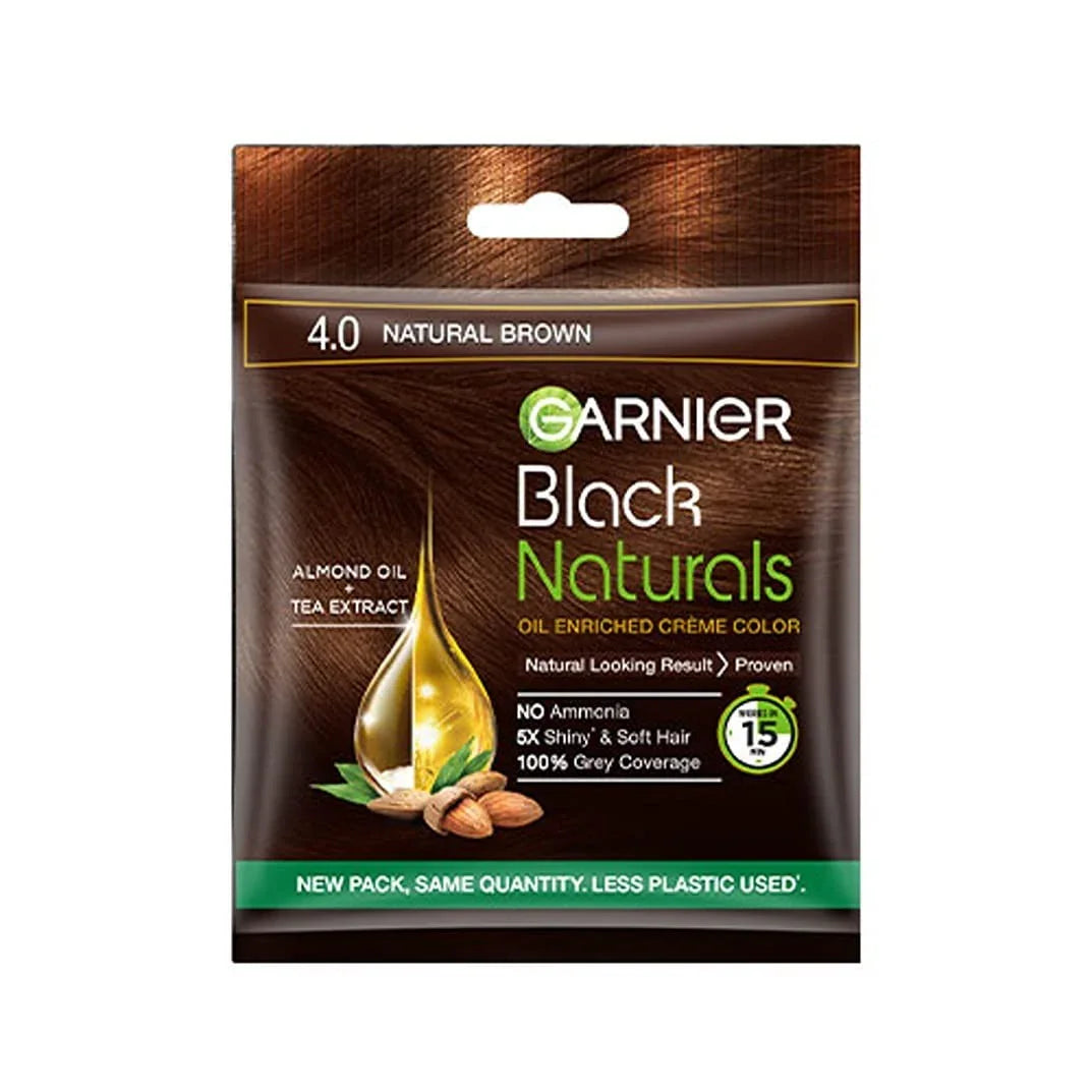 Garnier Black Naturals Hair Color Shade 4.0 Natural Brown - 20ml+20g