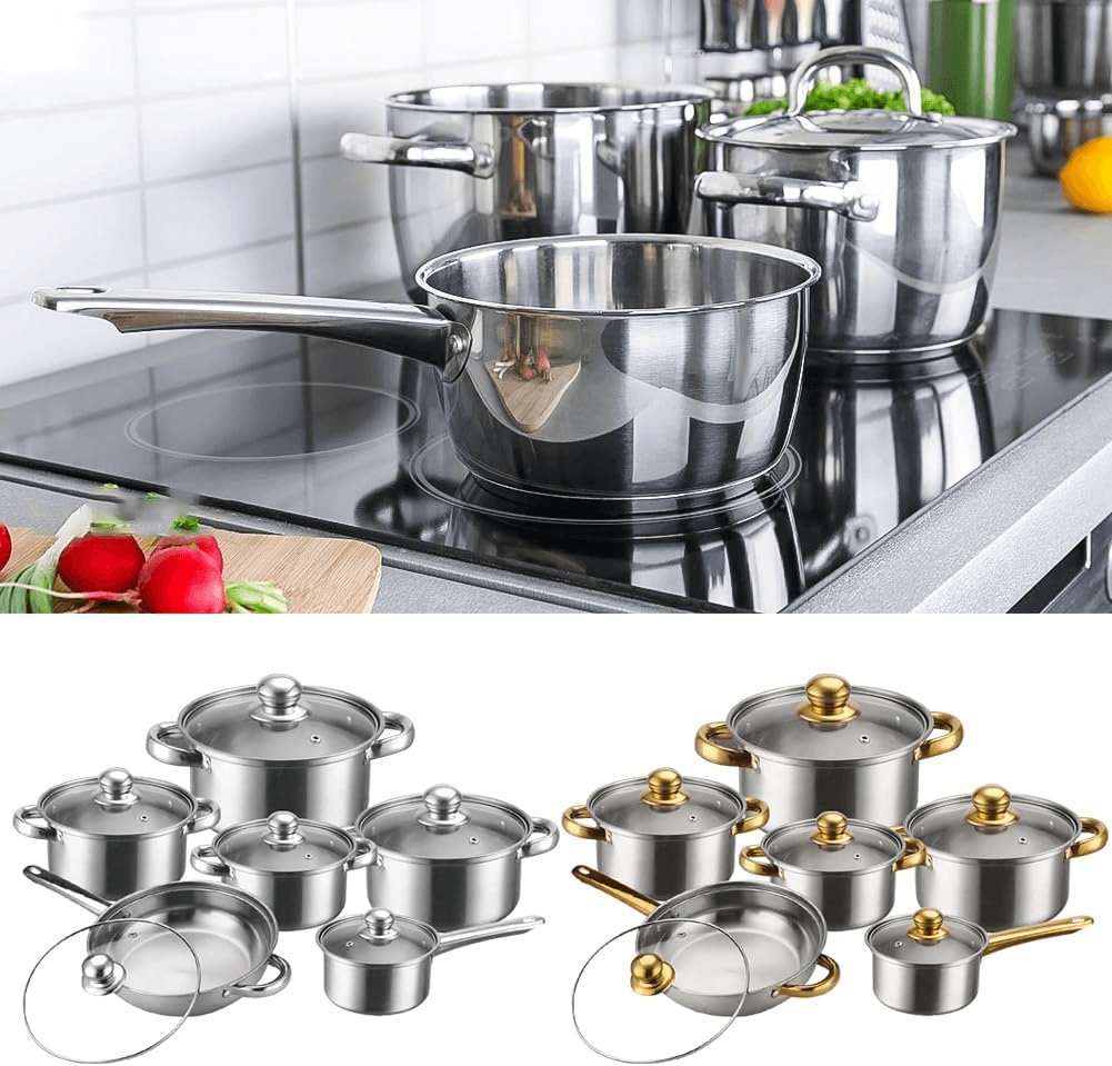 High Quality Stainless Steel Cookware Set - 12 Pcs