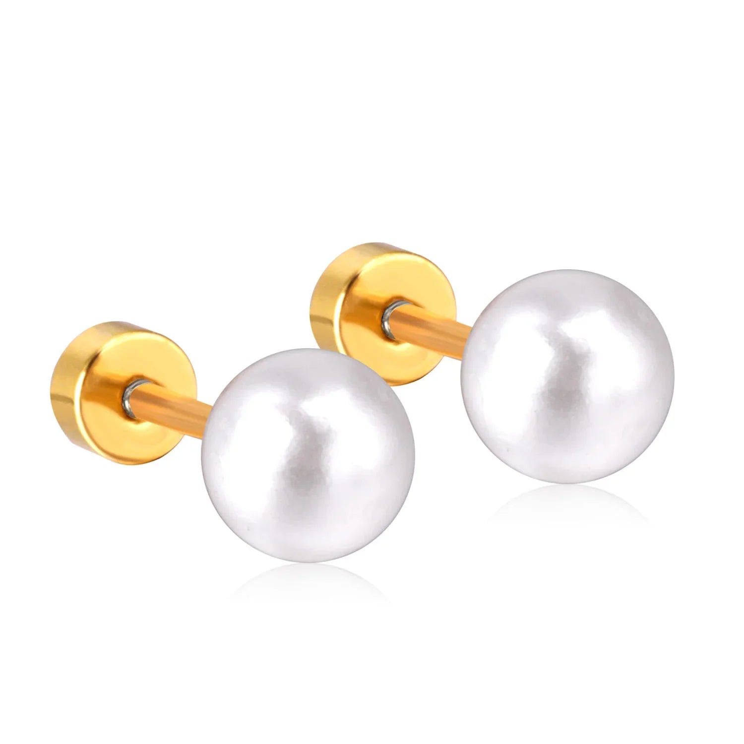 Golden Stainless Steel Stud Earings - 111