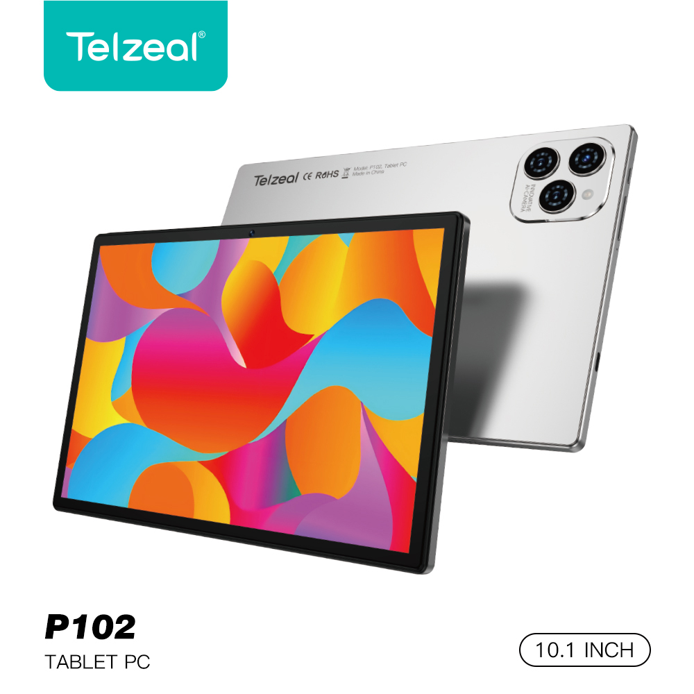 جهاز لوحي Telzeal P102 مقاس 10.1 بوصة، يدعم شريحتي اتصال، مع تقنية 5G