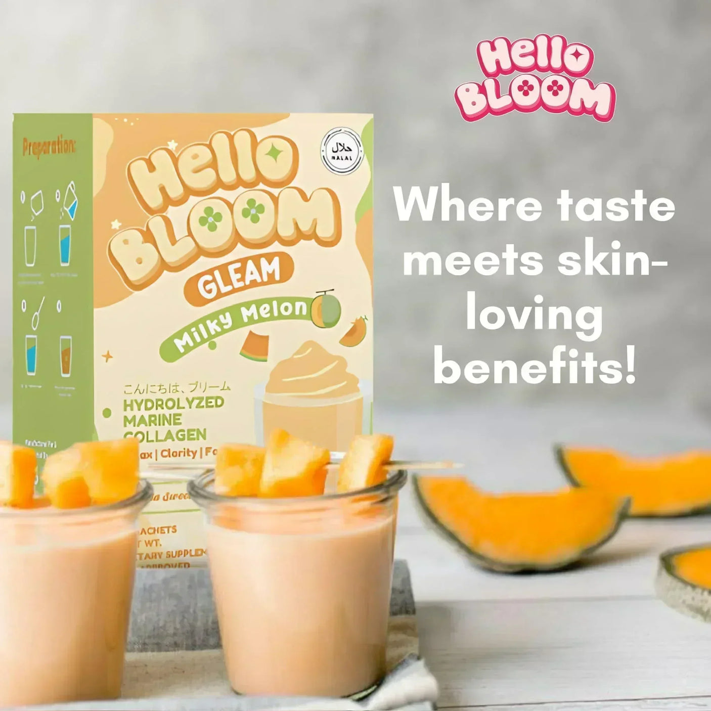 Hello Bloom Gleam Milky Melon Juice Drink - 180g