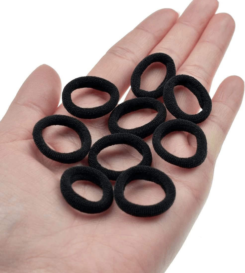 Black Color Tiny Seamless Elastic Hair Bands - 40Pcs
