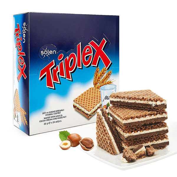 Solen Triplex Wafer With Milk & Cocoa Cream - 20g x 24Pcs