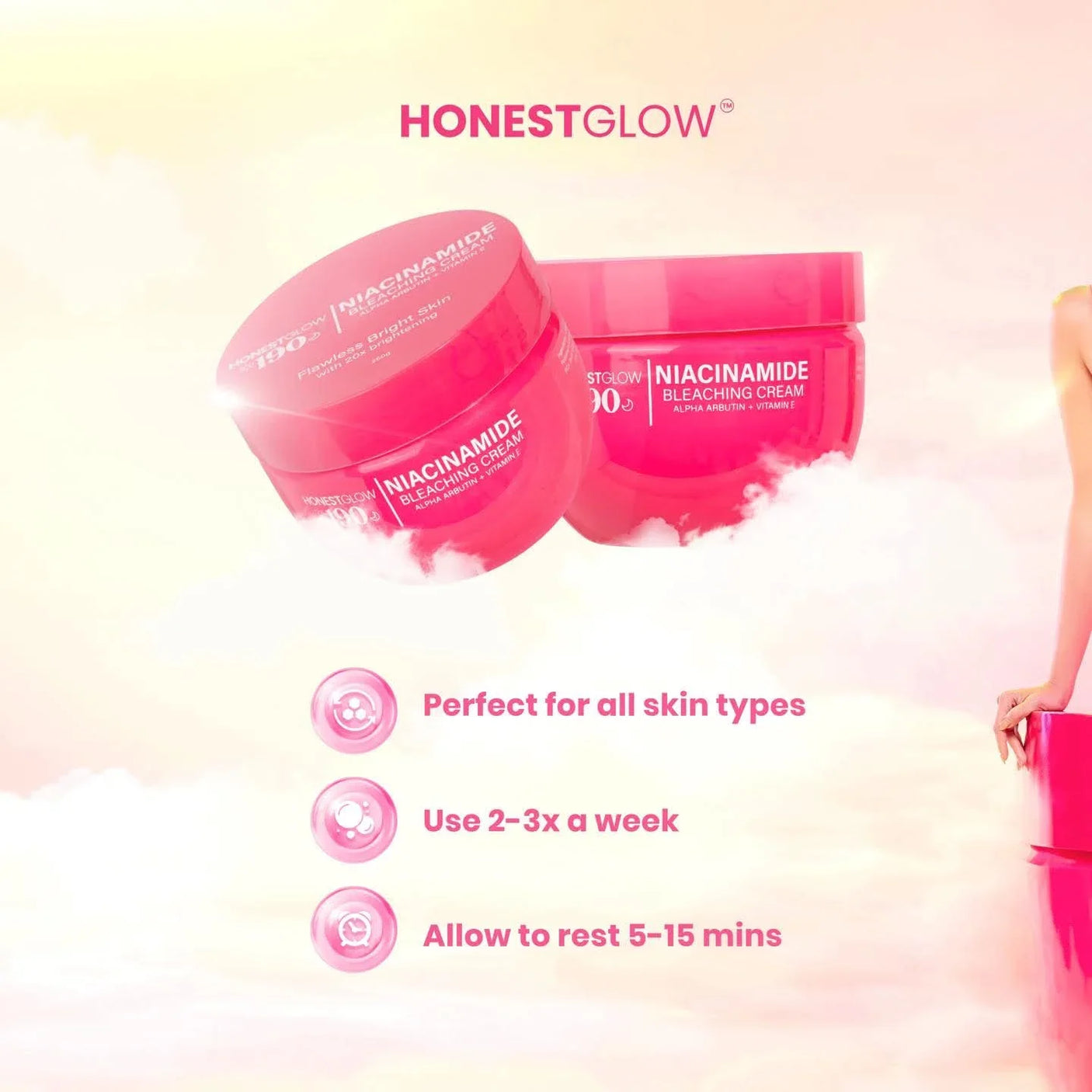 Honest Glow Niacinamide Bleaching Cream - 250g