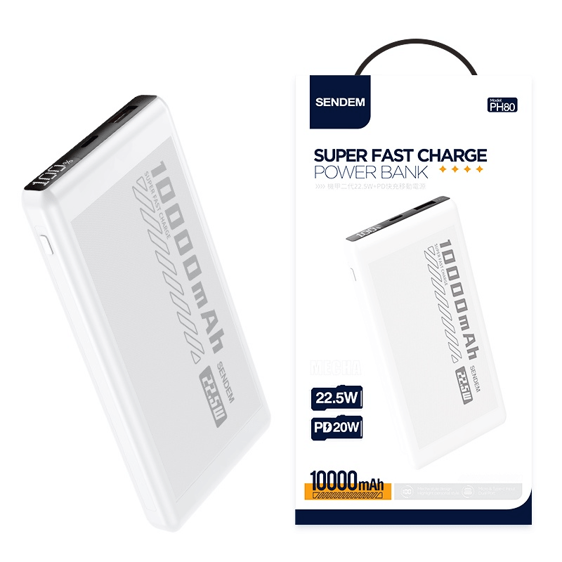 Sendem Super Fast Charge 22.5W Power Bank 10000mAh - PH80
