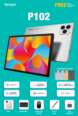 جهاز لوحي Telzeal P102 مقاس 10.1 بوصة، يدعم شريحتي اتصال، مع تقنية 5G