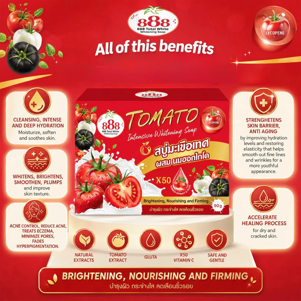 888 Total White Tomato Intensive Brightening Soap - 90g