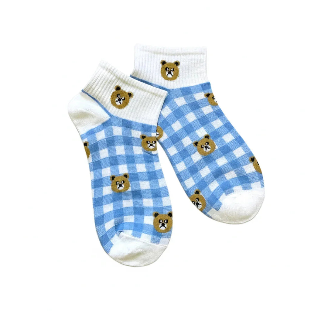 Sweet Checkered Pattern Ankle Socks - 3 Pairs (SWT-CHK)