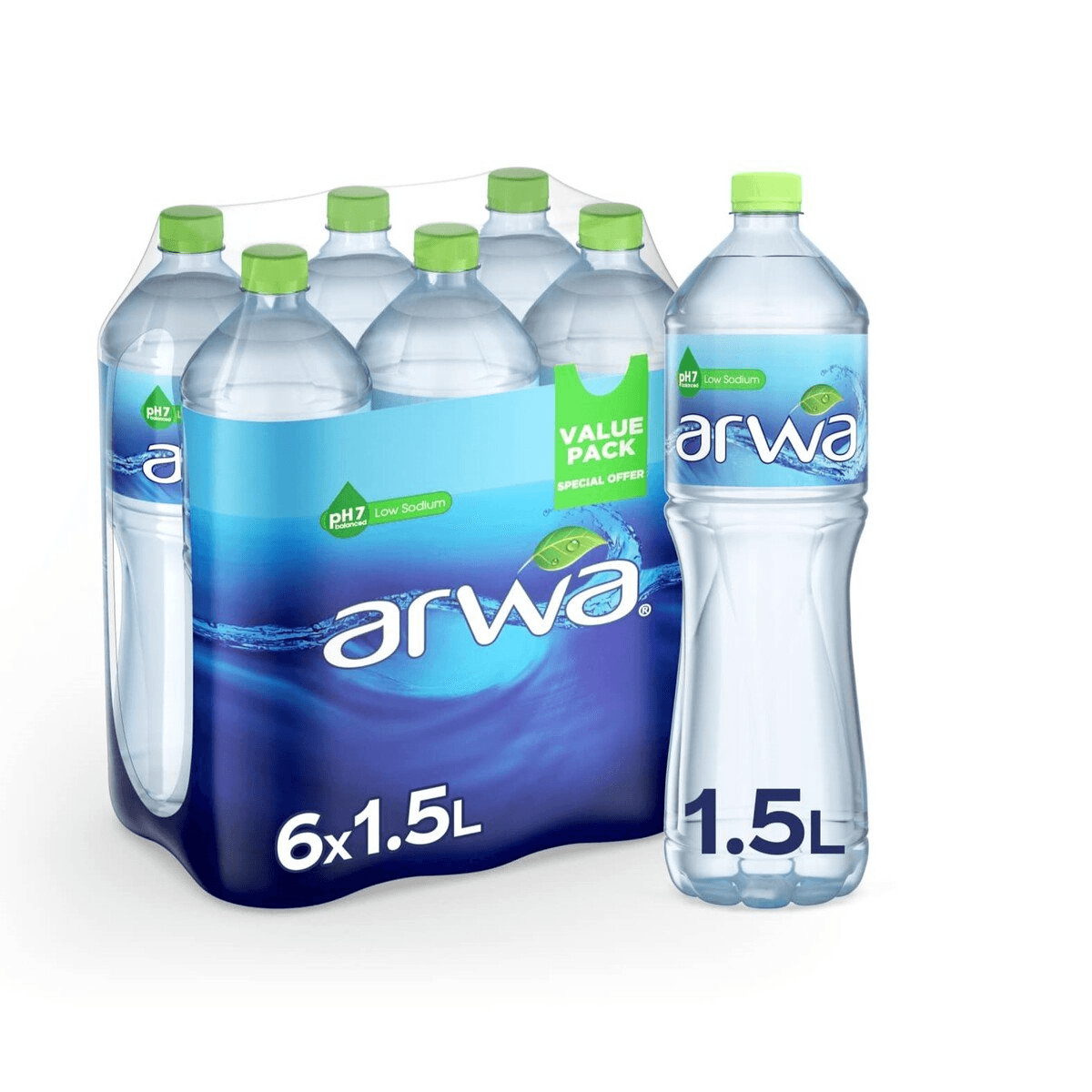 Arwa Drinking Water Low Sodium PH7 Balanced 6 x 1.5L