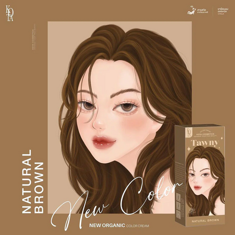 صبغة شعر "كوتا كوزمتيكس" (Kota Cosmetics) التايلاندية - لون بني طبيعي - 100 مل + 100 مل