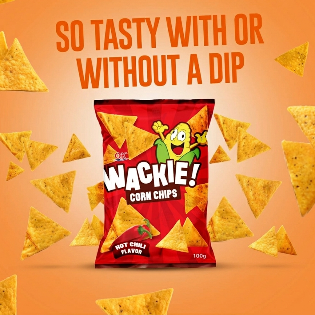 Wackie Corn Chips Hot Chilli Flavor - 100g