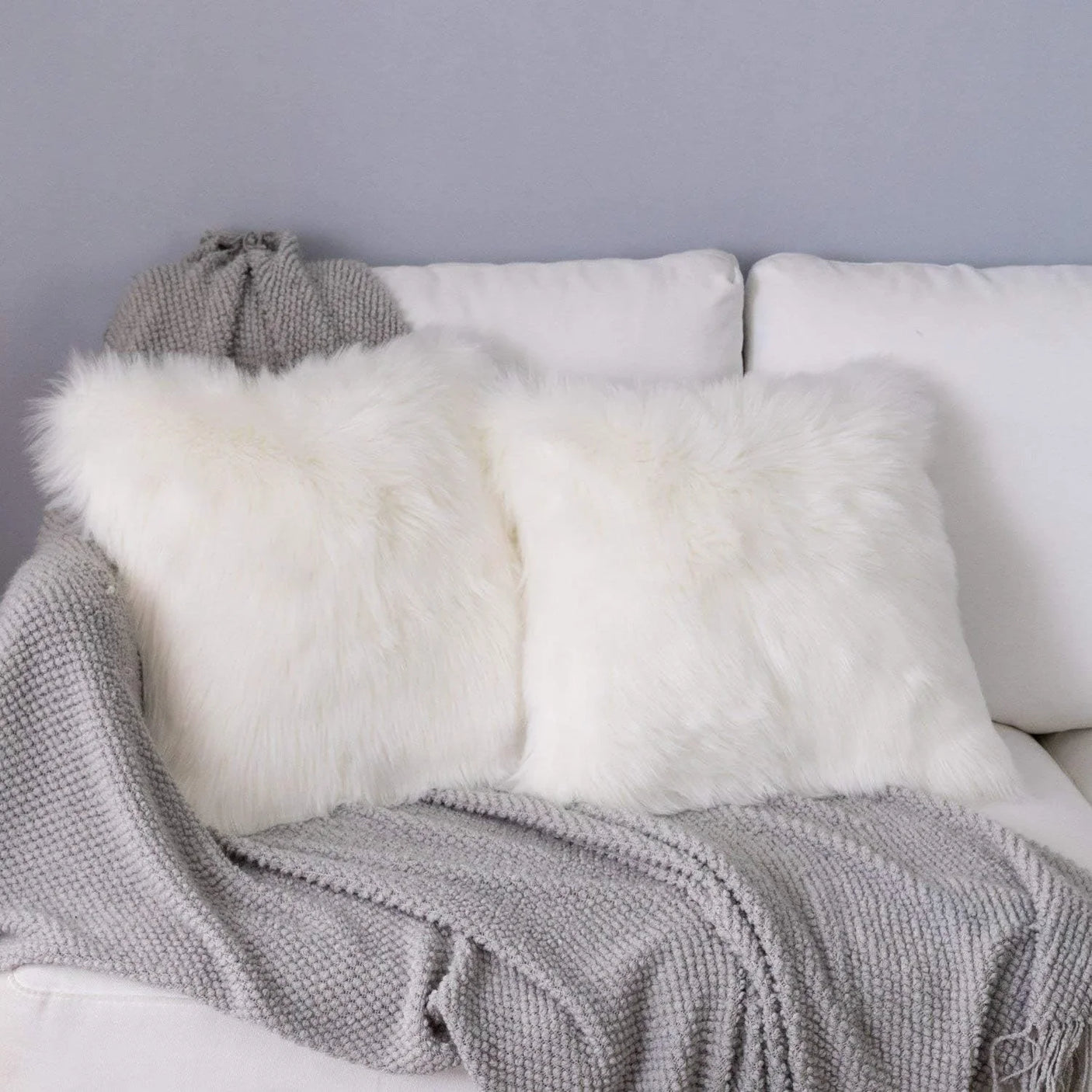 Solid Soft Plush Square Fuzzy Cushion K-66