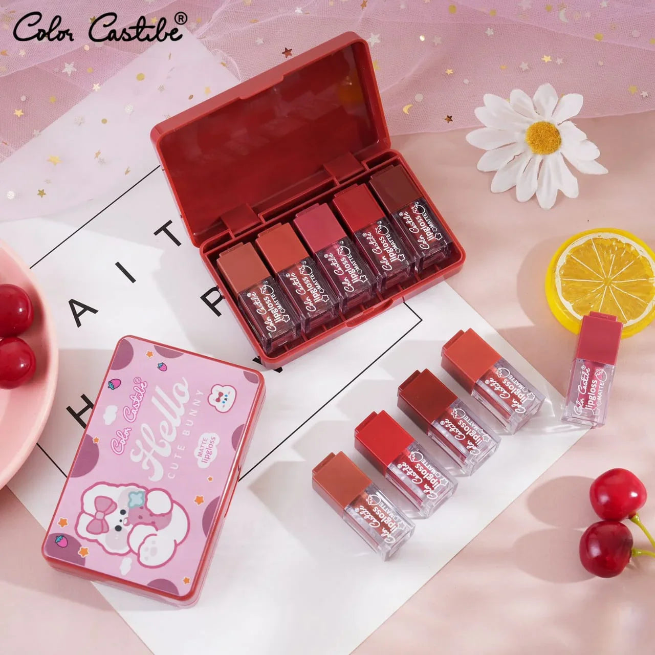 Color Castle Hello Cute Bunny Matte Lipgloss 5Pcs Set