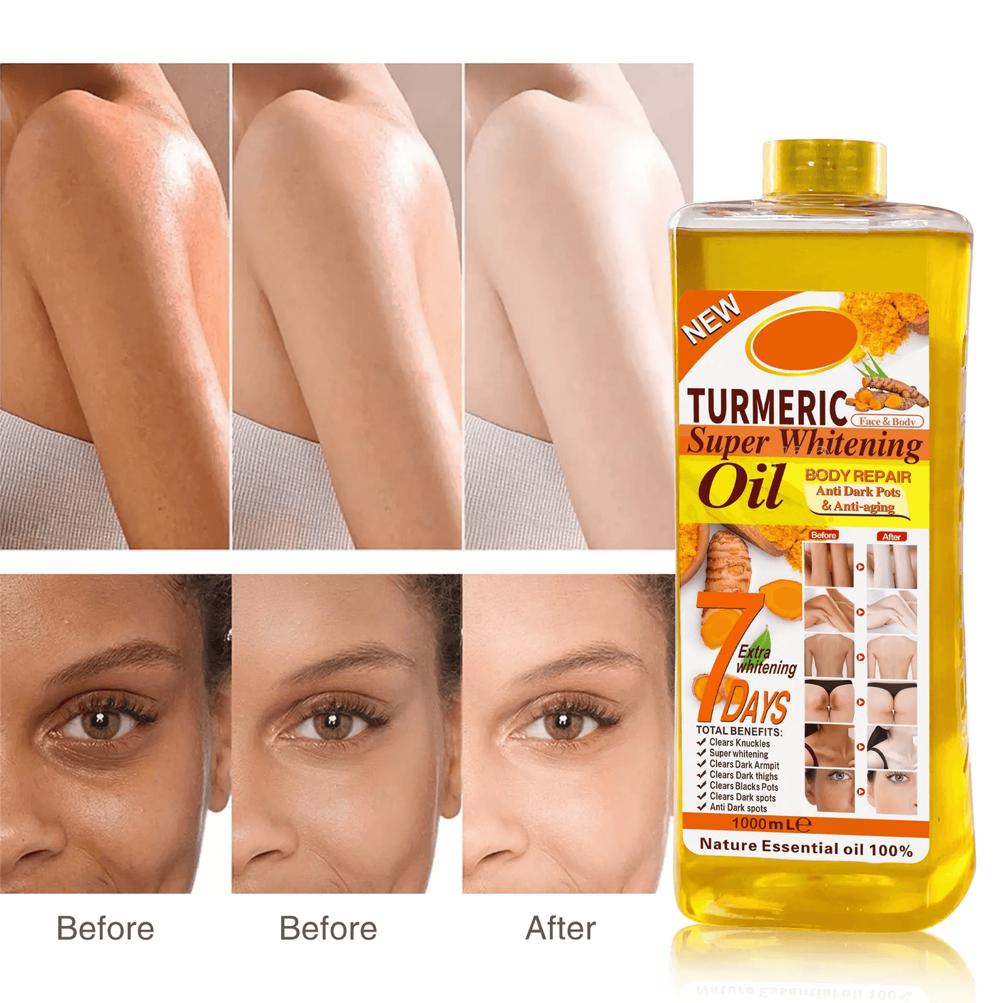 Gold Turmeric Super Brightening Body Repair Oil - 1000ml