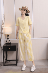 طقم بيجامات نسائية كاجوال على الطراز الكوري مكون من قطعتين - 9037#