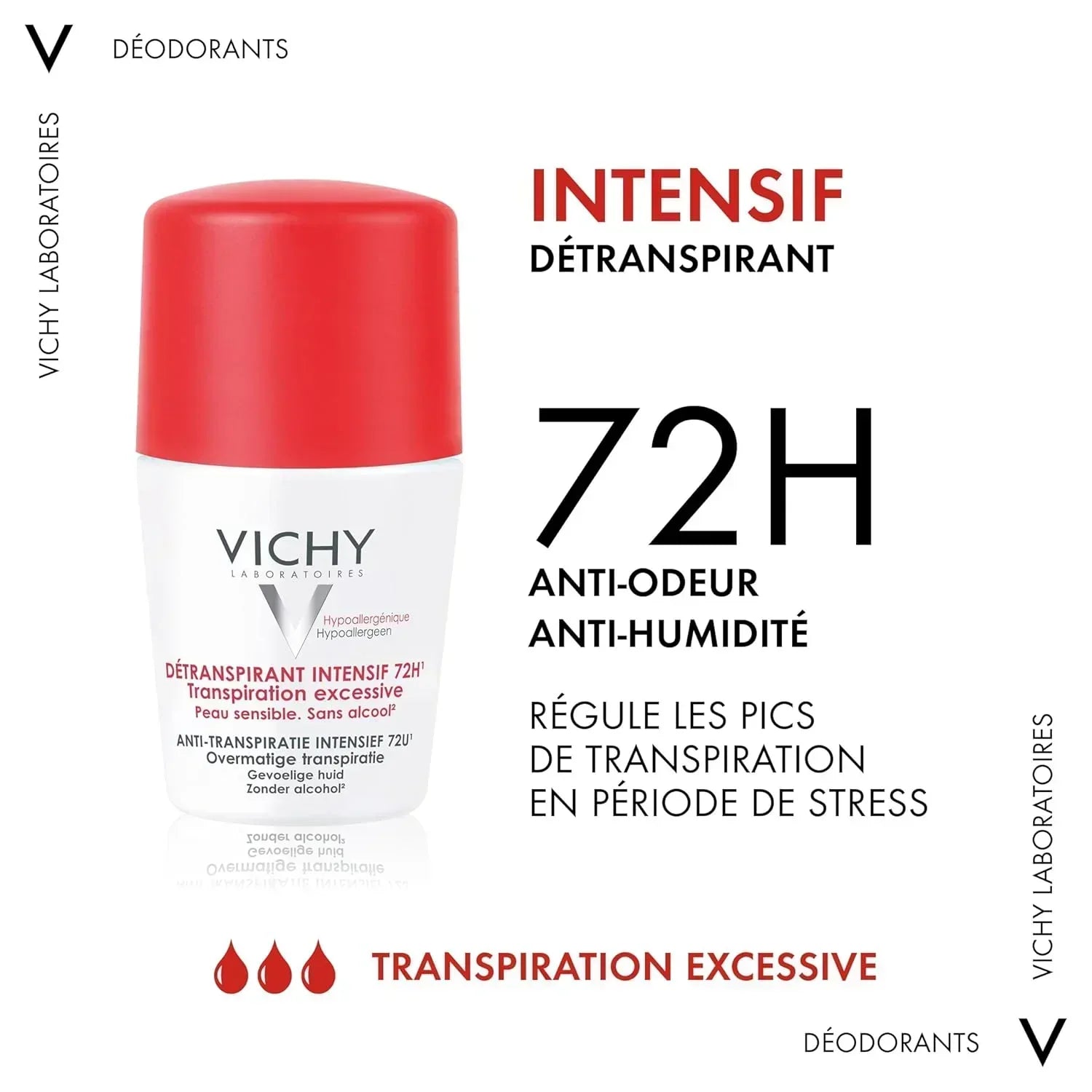Vichy Stress Resist Intensive 72H Excessive Deodorant Roll On - 50ml