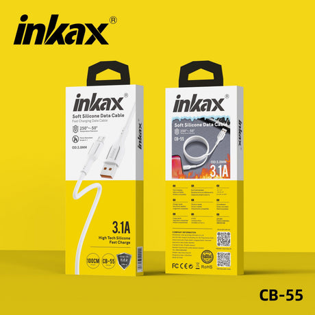 كابل بيانات من السيليكون الناعم من inkax بقوة 60 وات من النوع C إلى النوع C CB-55