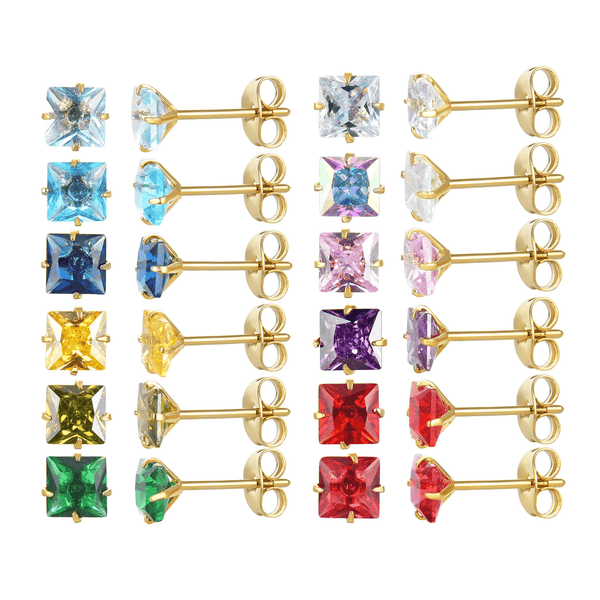 Golden Stainless Steel Stud Earings - 097