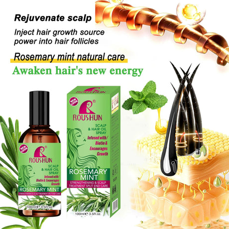 Roushun Rosemary Mint Hair Growth Oil Spray - 100ml