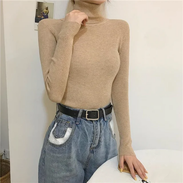 Women Turtleneck Sweater Slim T-Shirt
