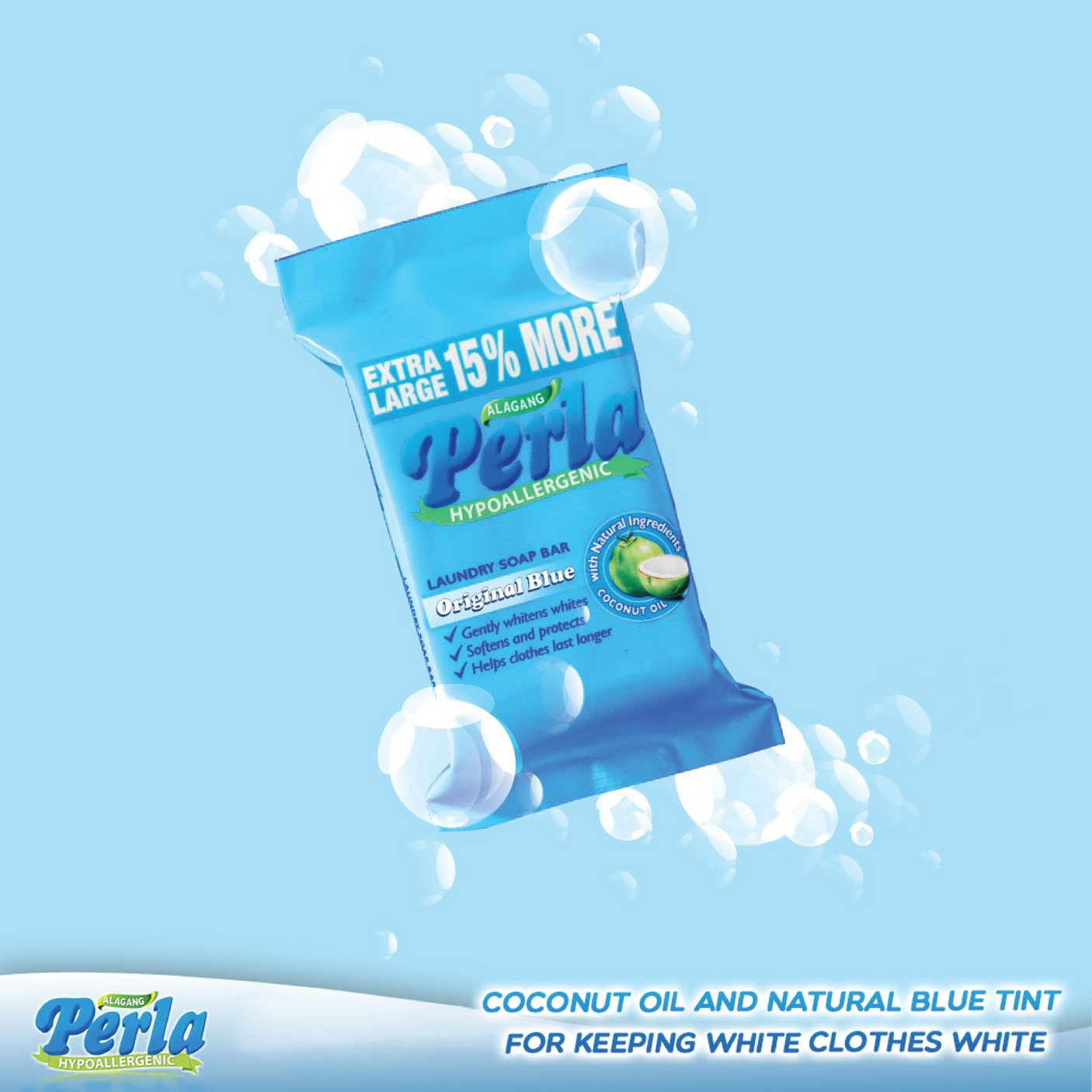 Perla Hypoallergenic Original Blue Laundry Soap Bar - 110g