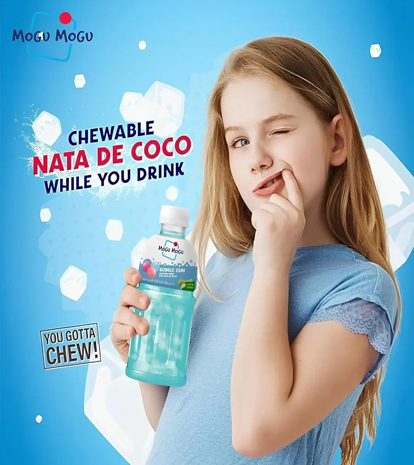 Mogu Mogu Bubble Gum Flavored Drink With Nata De Coco - 320ml