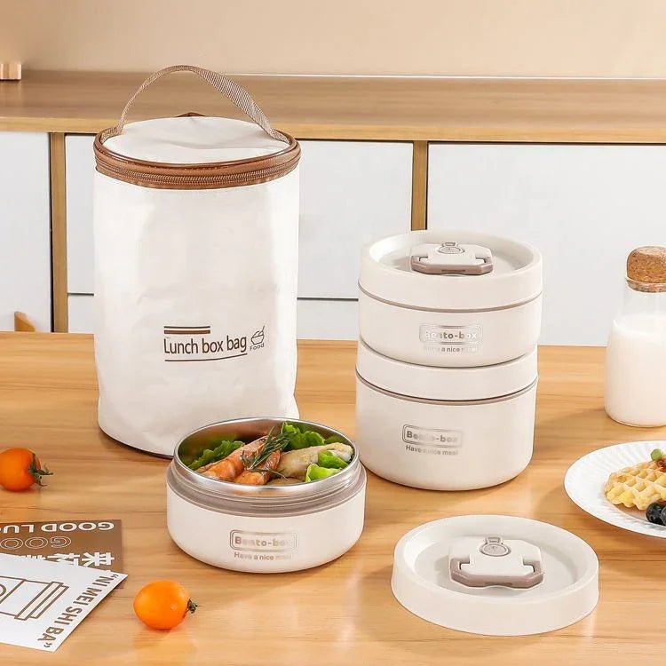 Portable Hot & Cold Food Insulation Lunch Box With Bag (Big)