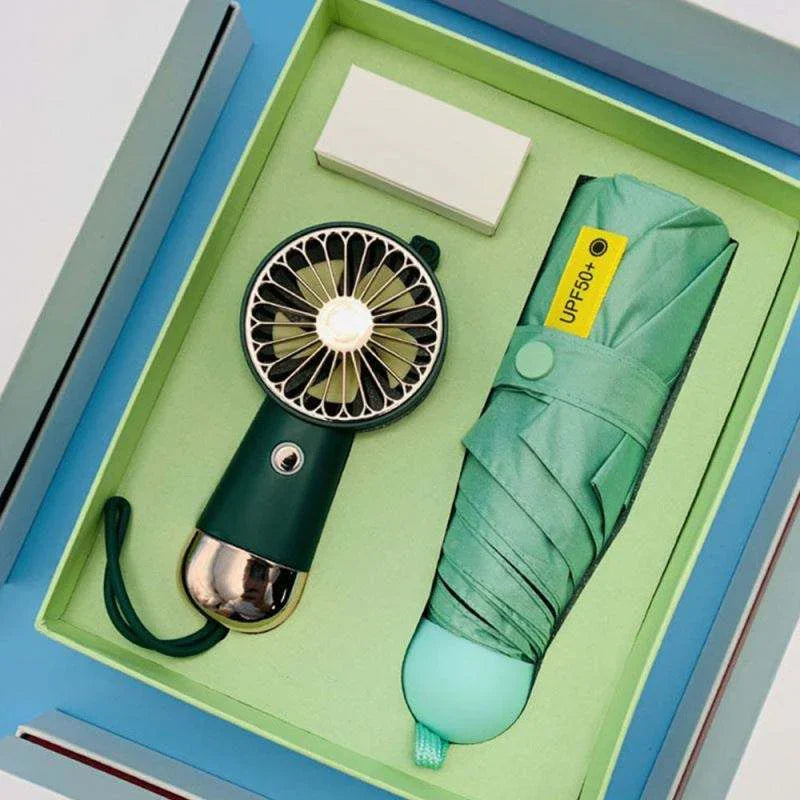 Umbrella + Mini Fan Gift Box Set