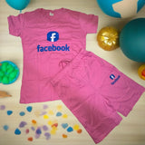 Women's Stylish Facebook Logo Printed Top and Short