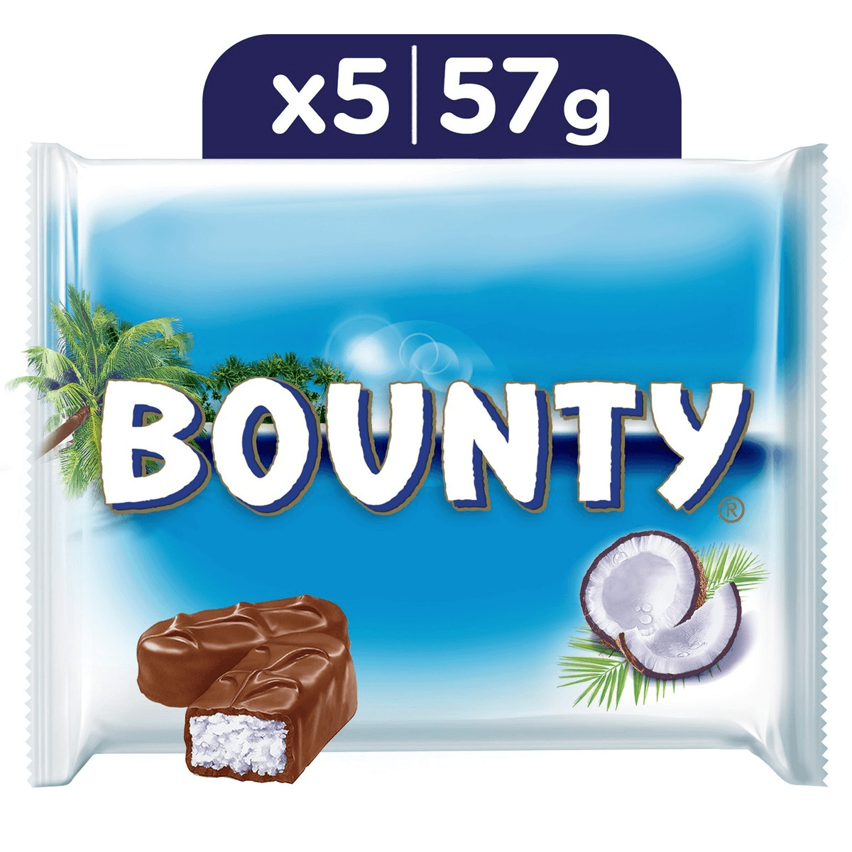 Bounty Milk Chocolate Bars (285g) Multipack - 57g x 5