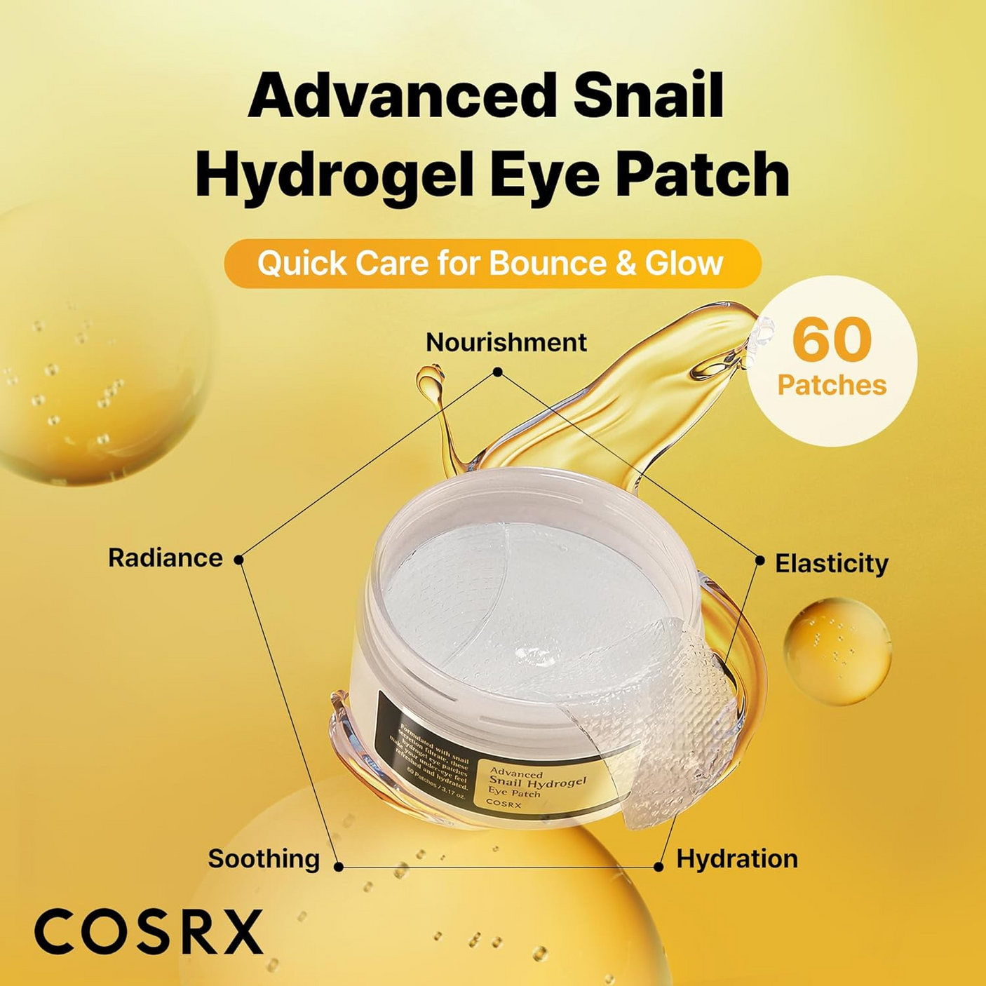لاصقات هيدروجيل للعين بخلاصة الحلزون المتقدمة من COSRX - 60 قطعة