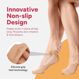 Gelaiya Fashion Non-Slip Heel Women's Invisible Socks - 3 Pairs (Beige)