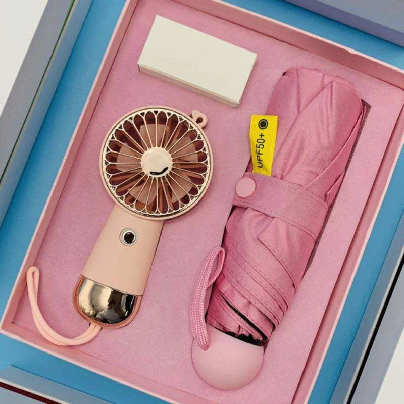 Umbrella + Mini Fan Gift Box Set
