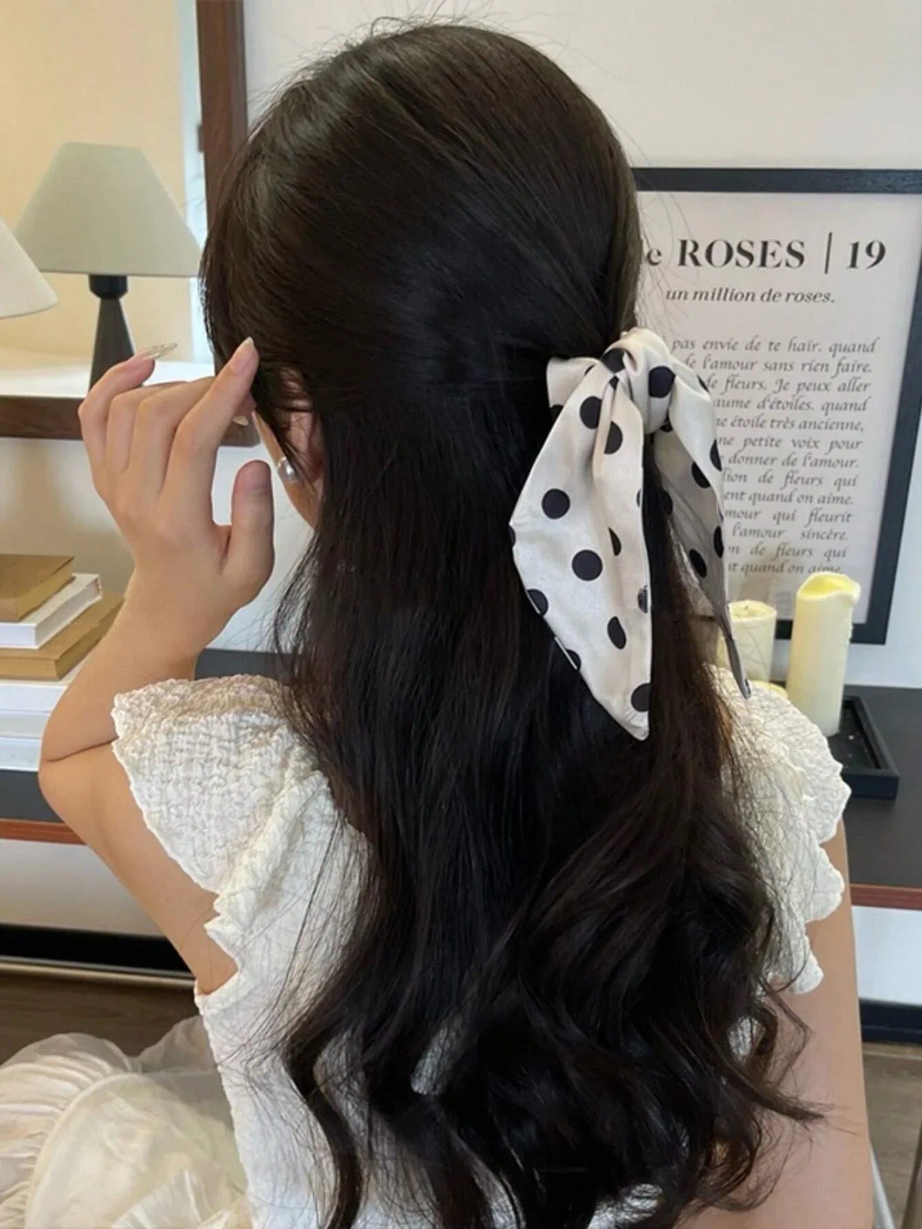 Vintage Classic Polka Dot Bow Hair Claw Clip 2pcs