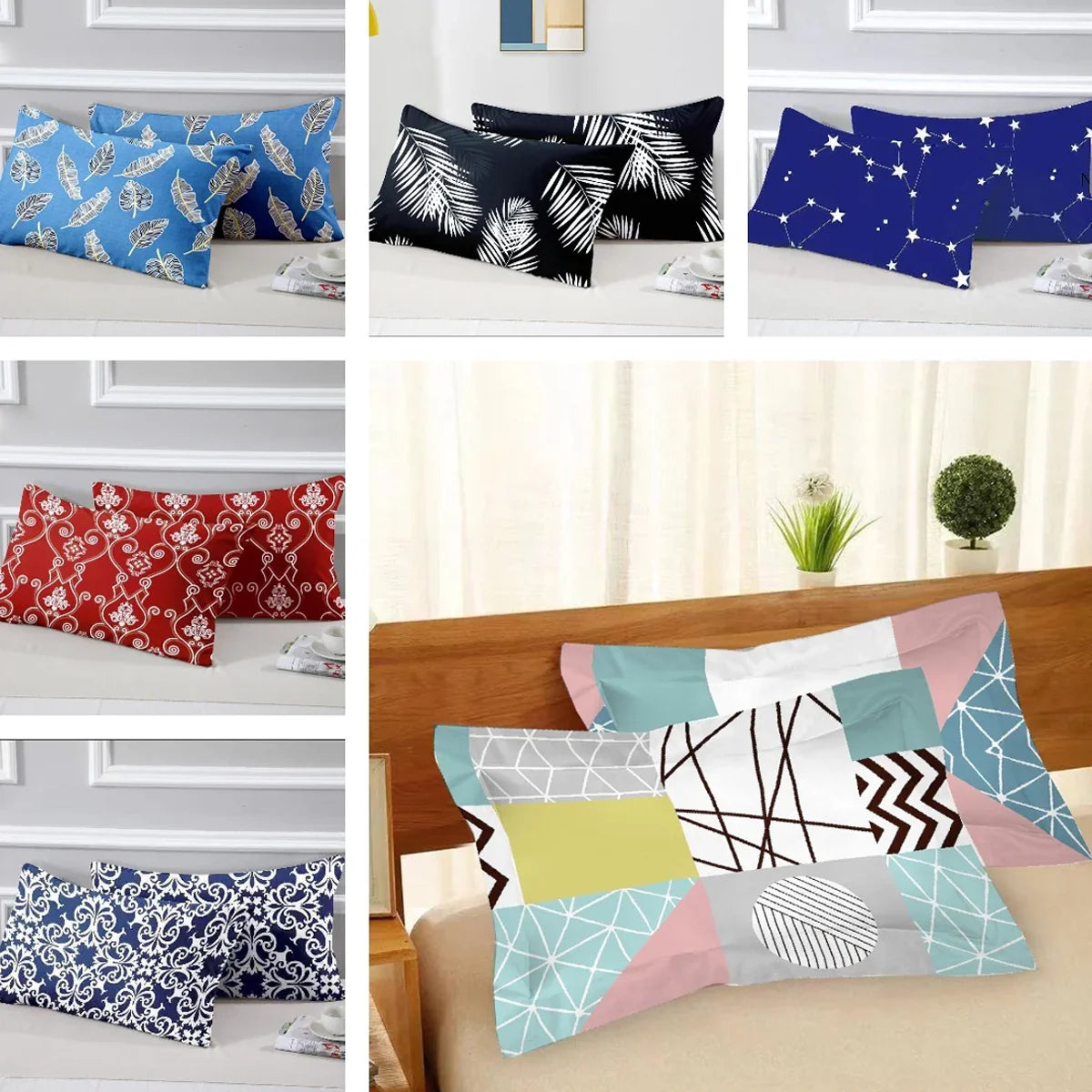 Active Assorted Color Pillow Case Set (Pack Of 6) - 48 x 70CM